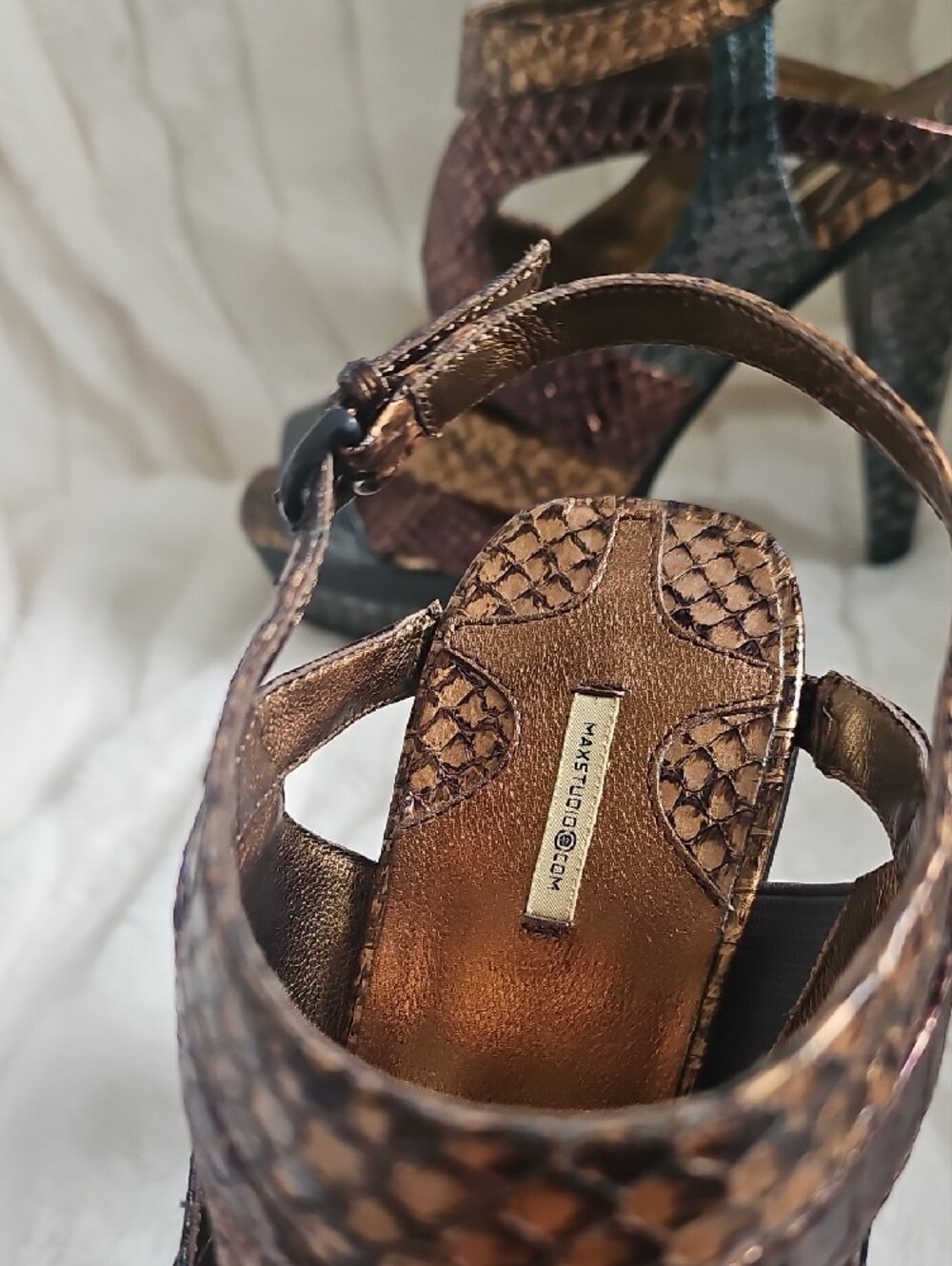 Max Studio Metallic Multi-Color Snake-Embossed Platform Sandals - Picture 5 of 13